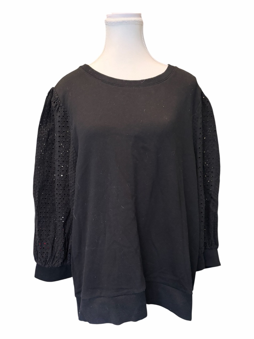 Black Eyelet Sleeved Sweatshirt